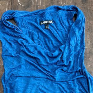 XS Express rushed asymmetrical blue sleevesless dress